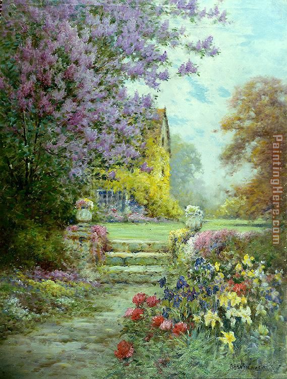 Lilacs & Roses painting - Alfred de Breanski Lilacs & Roses art painting